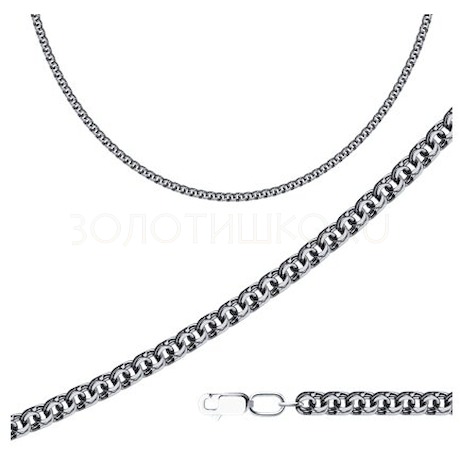 Цепь из чернёного серебра с алмазной гранью 95-180-14070-1