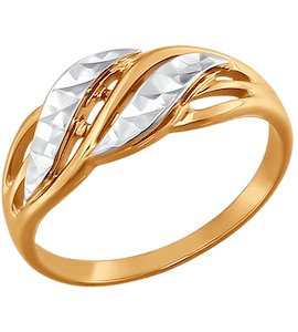 Золотое кольцо с алмазными гранями 010912