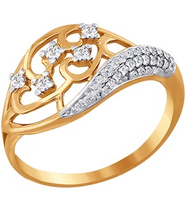 Кольцо из золота с фианитами 015385