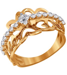 Кольцо из золота с фианитами 015407