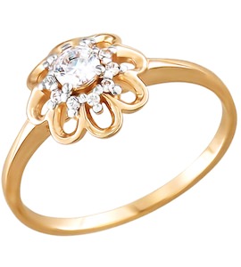 Помолвочное кольцо из золота с фианитами 015807