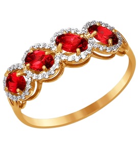 Кольцо из золота с красными фианитами 015964