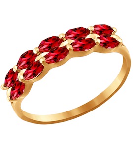 Кольцо из золота с красными фианитами 016641