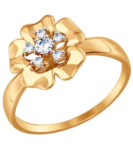 Кольцо из комбинированного золота с фианитами 017477