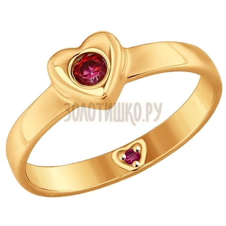 Кольцо из золота с красными фианитами 017537