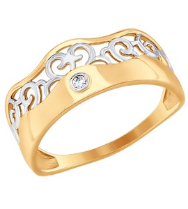 Кольцо из золота с фианитом 017546