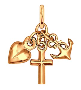 Подвеска из золота «Сердце и якорь» 030101