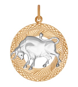Подвеска «Знак зодиака Телец» из комбинированного золота 031200