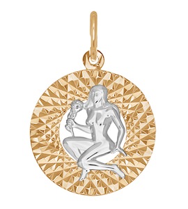 Подвеска знак зодиака из комбинированного золота с алмазной гранью «Дева» 031382