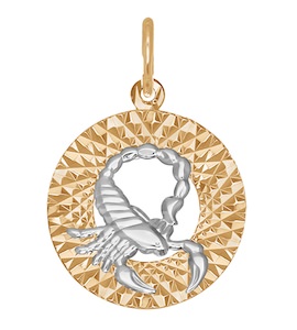 Подвеска знак зодиака из комбинированного золота «Скорпион» 031384