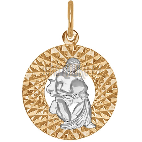 Подвеска знак зодиака из комбинированного золота с алмазной гранью «Водолей» 031387