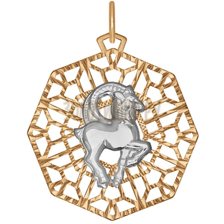 Подвеска знак зодиака из комбинированного золота с алмазной гранью «Козерог» 033736