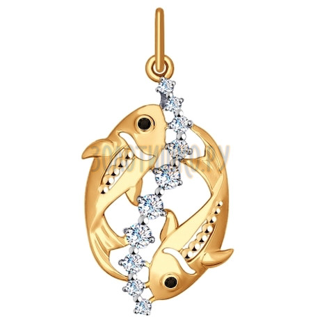 Золотая подвеска «Знак зодиака Рыбы» 035135