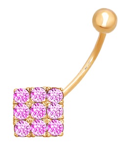 Пирсинг в пупок из золота с розовыми фианитами 060047