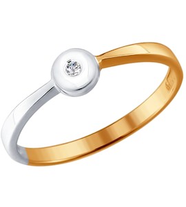 Помолвочное кольцо из комбинированного золота с бриллиантом 1011373