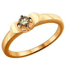 Кольцо из золота с коньячным бриллиантом 1011634