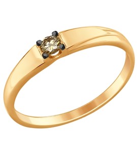 Кольцо из золота с коньячным бриллиантом 1011639