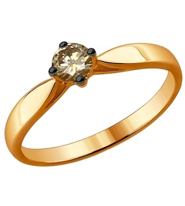 Кольцо из золота с коньячным бриллиантом 1011640