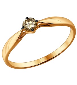 Кольцо из золота с коньячным бриллиантом 1011641