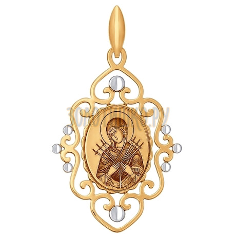 Иконка из золота с алмазной гранью и лазерной обработкой 101705