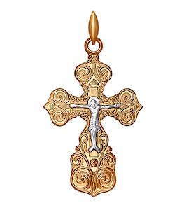 Крест из комбинированного золота 120055