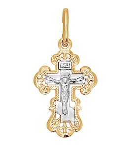 Крест из комбинированного золота 120092