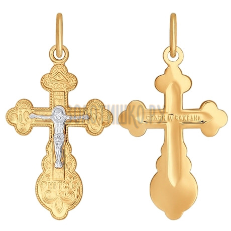 Крест из комбинированного золота 120104