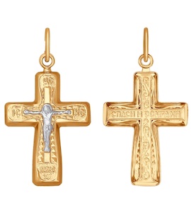 Крест из комбинированного золота 120110