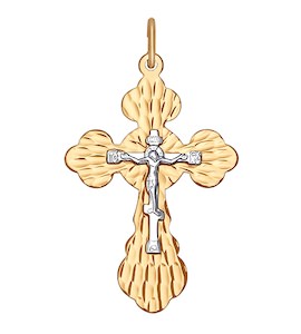 Крест из комбинированного золота с алмазной гранью 121174