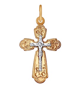 Крест из комбинированного золота 121237