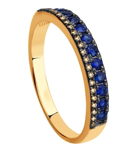 Золотое кольцо с  бриллианатми и сапфирами 2011064