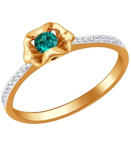 Кольцо из золота с бриллиантами и изумрудом 3010340