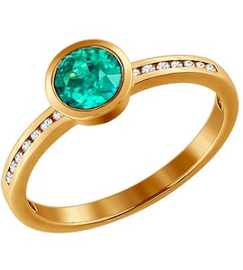 Кольцо из золота с бриллиантами и изумрудом 3010456