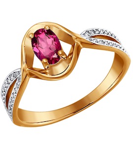 Кольцо из золота с бриллиантами и рубином 4010401