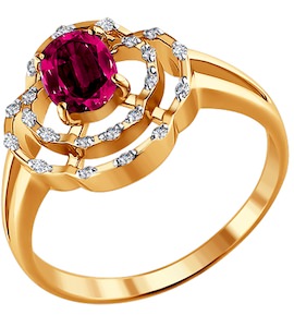 Кольцо из золота с бриллиантами и рубином 4010514