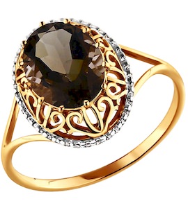 Кольцо из золота с крупным раухтопазом 713175