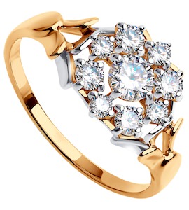 Золотое кольцо со Swarovski Zirconia 81010319