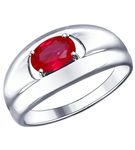 Кольцо из серебра с корундом рубиновым (синт.) 84010012