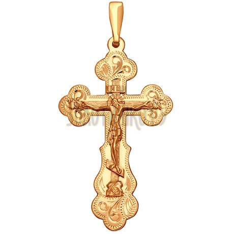 Крест из золочёного серебра с гравировкой 93120025