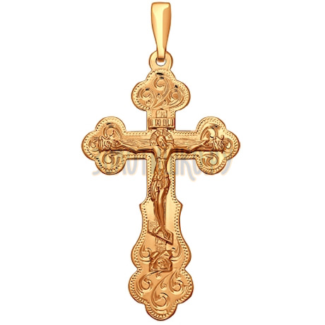 Крест из золочёного серебра с гравировкой 93120026