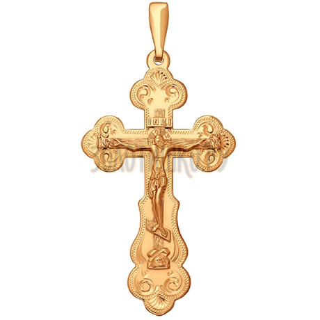 Крест из золочёного серебра с гравировкой 93120029