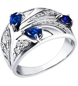 Кольцо из серебра с синими фианитами 94010369