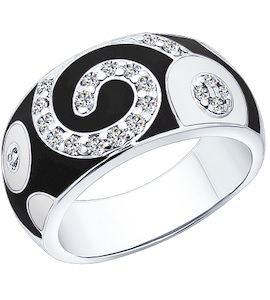 Кольцо из серебра с эмалью с фианитами 94010397