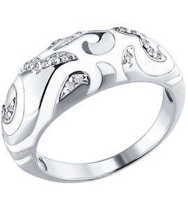 Кольцо из серебра с эмалью с фианитами 94010399