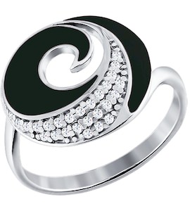 Кольцо из серебра с эмалью с фианитами 94010406
