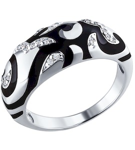 Кольцо из серебра с эмалью с фианитами 94010410