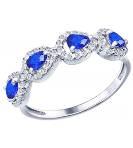 Кольцо из серебра с синими фианитами 94011570