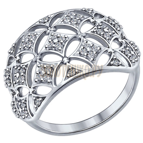 Кольцо из серебра с фианитами 94012255