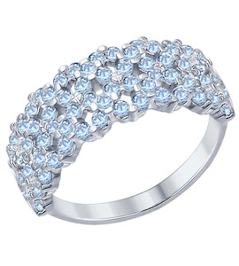 Кольцо из серебра с голубыми фианитами 94012285