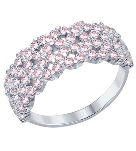 Кольцо из серебра с розовыми фианитами 94012286